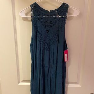 Dark Teal Lace High Neck Dress NWT
